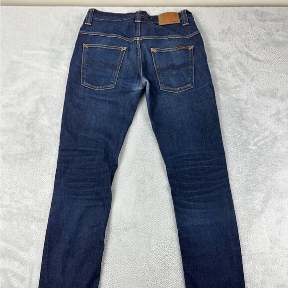 Nudie Jeans Co Dark Blue Denim thin Finn Dry Tight Pants Men’s Size 32x34 US - Picture 3 of 15